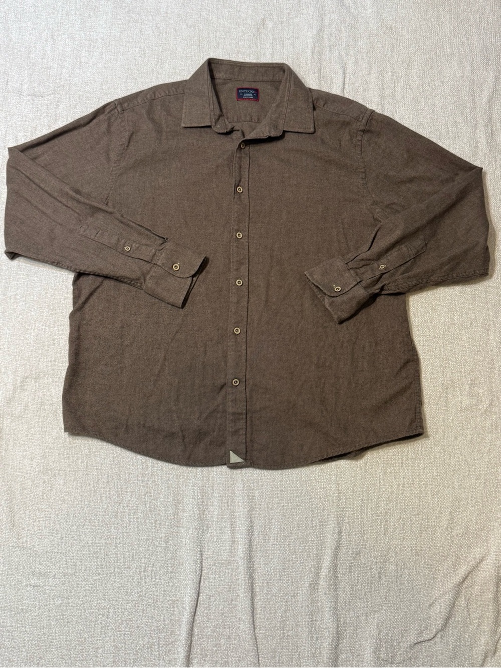 UNTUCKit Mens XL Brown Cotton Button Down Shirt Quiet Luxury Coastal Preppy